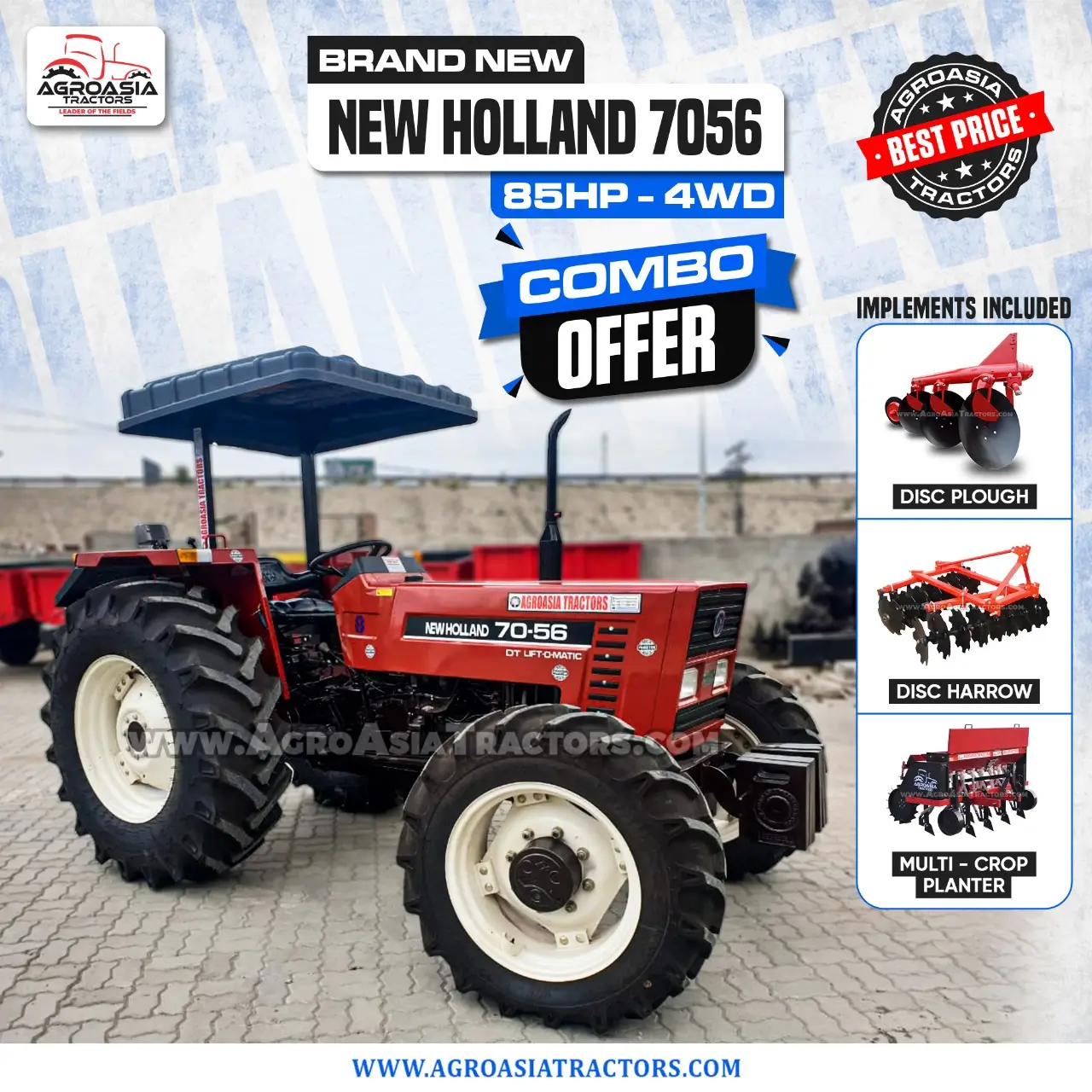 New Holland Tractor with Farm Implements for sale